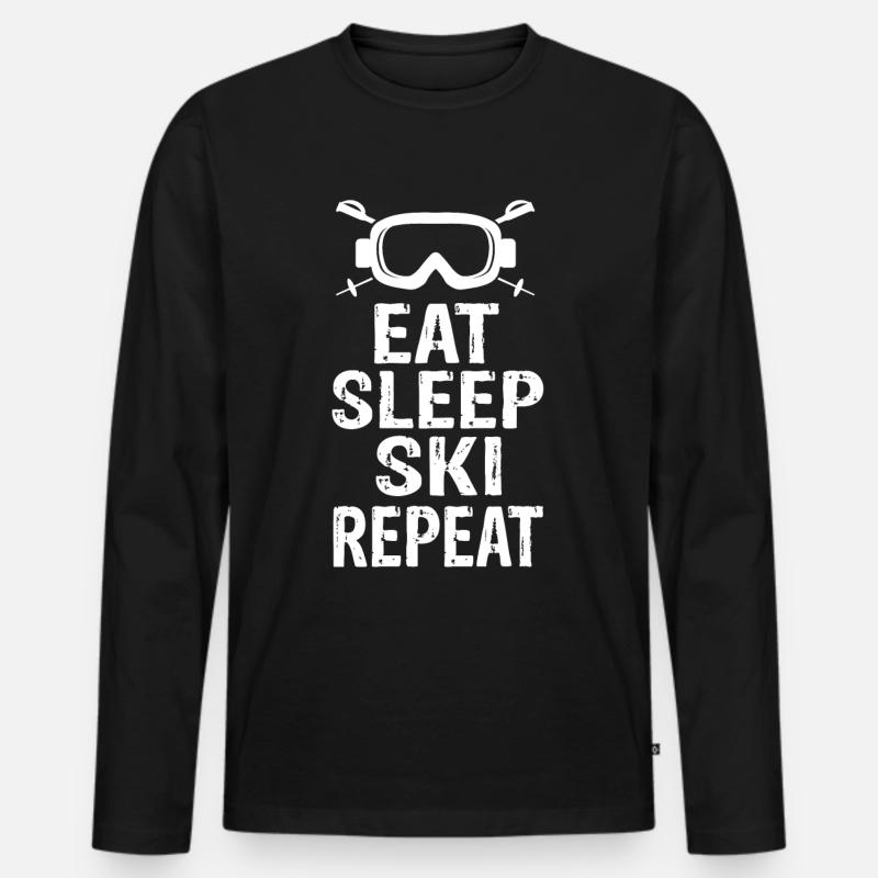 Eat Sleep Ski Repeat - Männer Premium Bio Langarmshirt - Schwarz