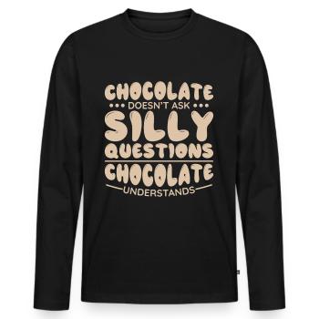 Chocolat Chocolat Chocolat Barre de chocolat Cuisson - T-shirt manches longues Premium bio Homme - noir - Devant - Nico (187cm)
