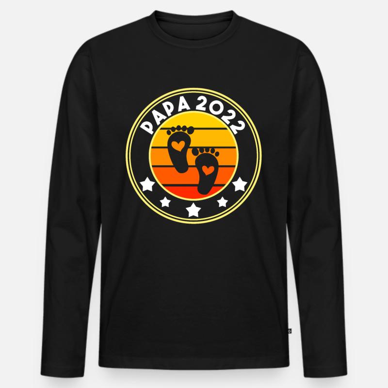Werdender Papa 2022 - Männer Premium Bio Langarmshirt - Schwarz