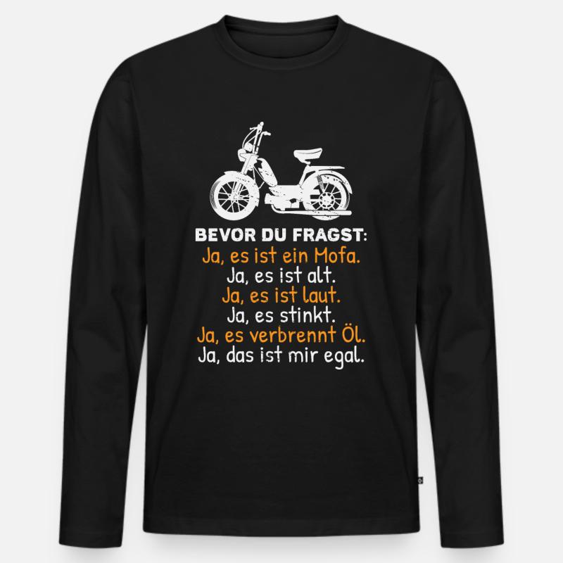 Mofa Geschenk Mofafahrer Sprüche - Männer Premium Bio Langarmshirt - Schwarz