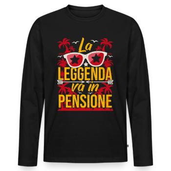 Pensioner Pension Retirement Pensionato Gift - Men's Premium Organic Long Sleeve Shirt - black - Front - Nico (187cm)