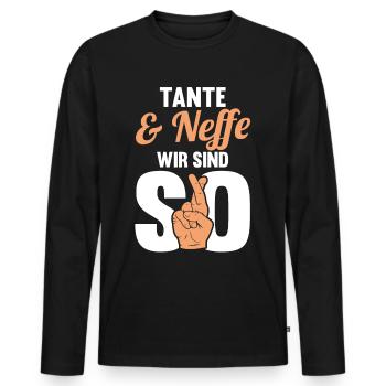 Tante und Neffe - Männer Premium Bio Langarmshirt - Schwarz - Vorne - Nico (187cm)