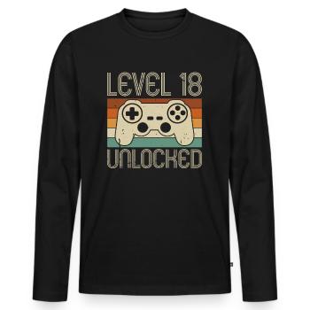 18th Birthday Level 18 Complete Gamer 18 years - Men's Premium Organic Long Sleeve Shirt - black - Front - Nico (187cm)