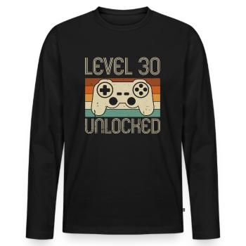 30ème Anniversaire Niveau 30 Joueur Complet 30 ans - T-shirt manches longues Premium bio Homme - noir - Devant - Nico (187cm)