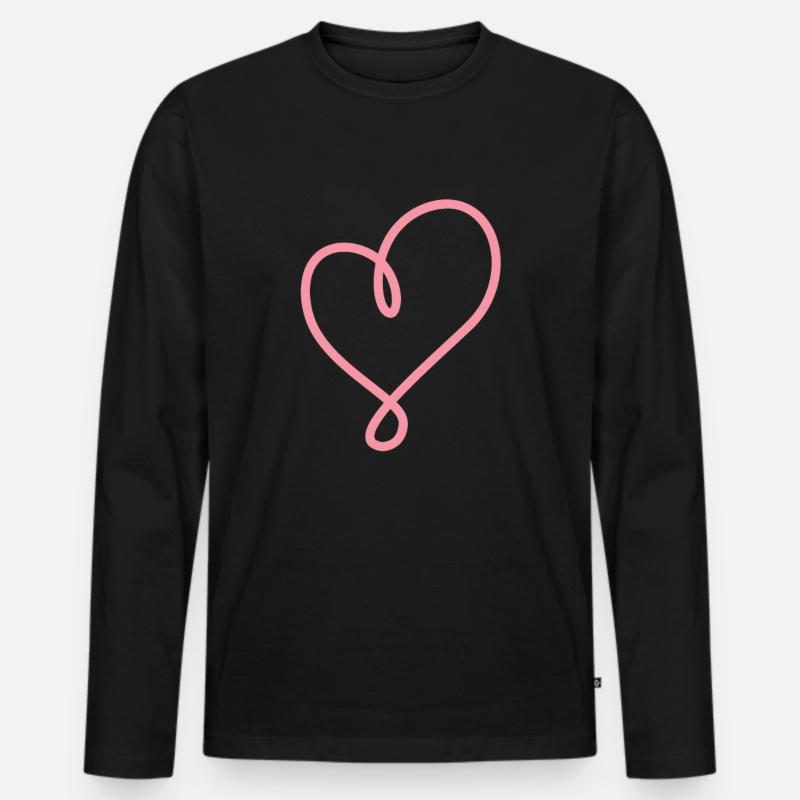 Pinkes Herz - Männer Premium Bio Langarmshirt - Schwarz