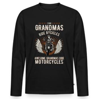 Biker-Grandma Morradfahrer - Motorcycle - Men's Premium Organic Long Sleeve Shirt - black - Front - Nico (187cm)