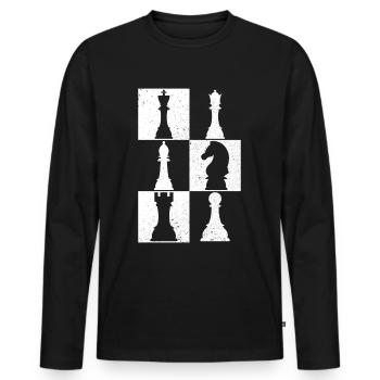 Schach Schachspieler Schachfiguren Schachbrett - Männer Premium Bio Langarmshirt - Schwarz - Vorne - Nico (187cm)