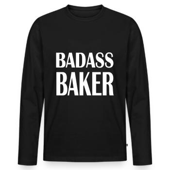 Baker Badass Baker Baking Hobby Baker Gift - Men's Premium Organic Long Sleeve Shirt - black - Front - Nico (187cm)