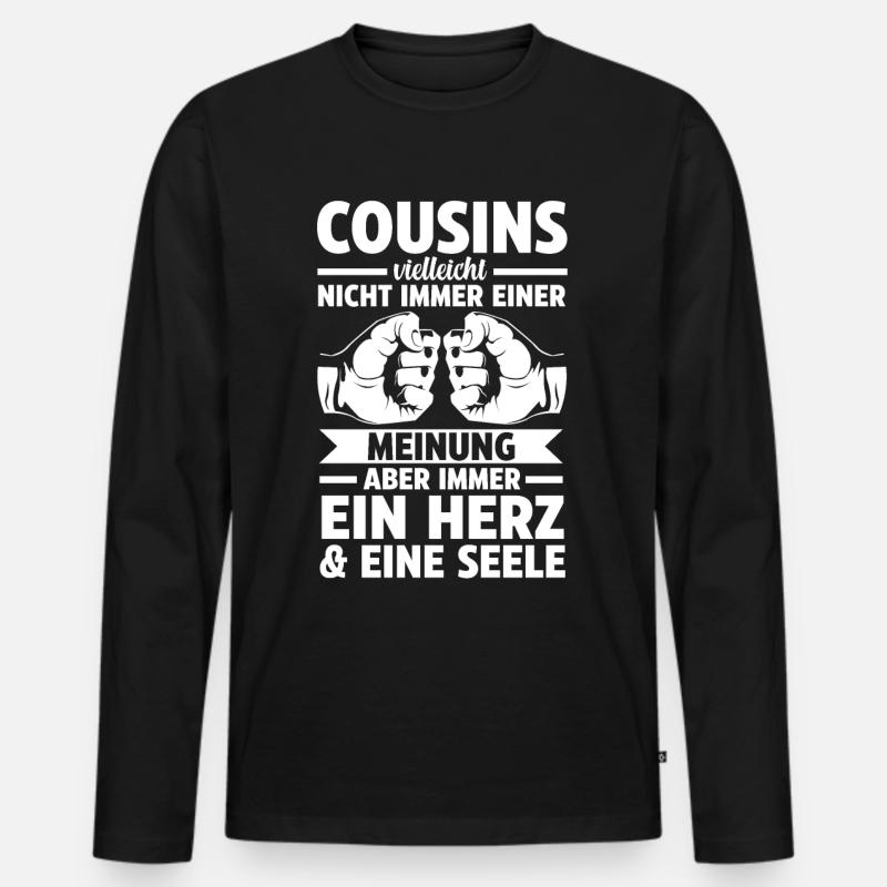 Cousins Cousin - Männer Premium Bio Langarmshirt - Schwarz
