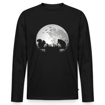 Joueur d’échecs Cat Squirrel Moon - T-shirt manches longues Premium bio Homme - noir - Devant - Nico (187cm)