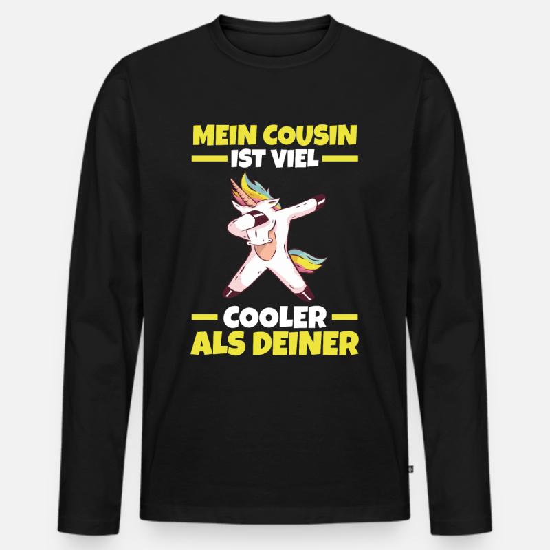 Cooler Cousin - Männer Premium Bio Langarmshirt - Schwarz