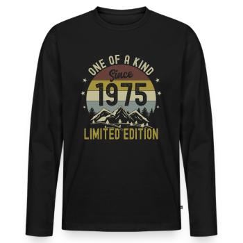 Jahrgang 1975 Geboren Limited Edition Geburtstag - Männer Premium Bio Langarmshirt - Schwarz - Vorne - Nico (187cm)