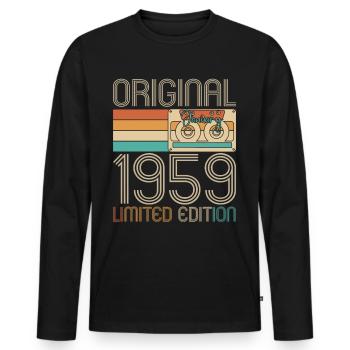 Born 1959 Born January Original Birthday - Men's Premium Organic Long Sleeve Shirt - black - Front - Nico (187cm)