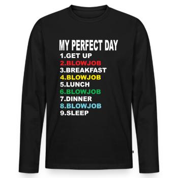 Mein Perfekter Tag Blowjob - Männer Premium Bio Langarmshirt - Schwarz - Vorne - Nico (187cm)