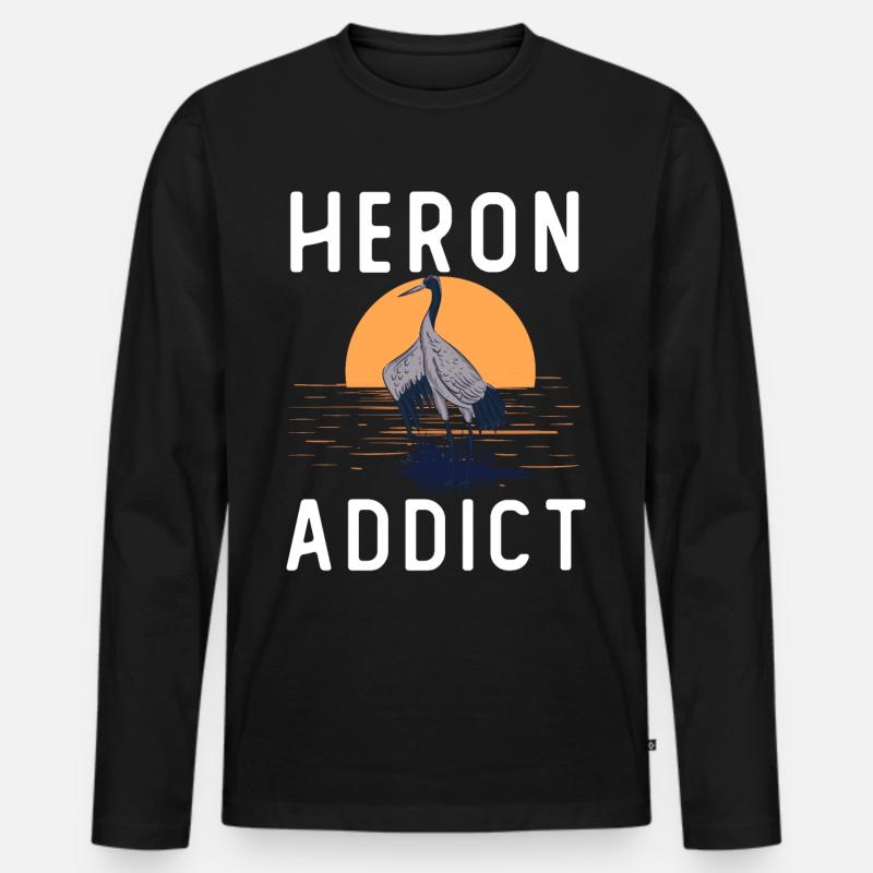 Heron Addict - Männer Premium Bio Langarmshirt - Schwarz