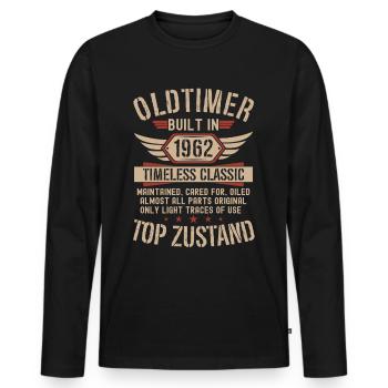 Oldtimer Baujahr 1962 Geboren Jahrgang Geburtstag - Männer Premium Bio Langarmshirt - Schwarz - Vorne - Nico (187cm)