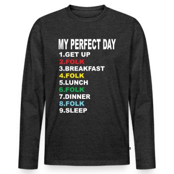 Mein Perfekter Tag Folk - Männer Premium Bio Langarmshirt - Anthrazit meliert - Vorne - Nico (187cm)