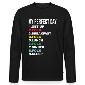 My Perfect Day Folk - Men's Premium Organic Long Sleeve Shirt - black - Front - Nico (187cm)