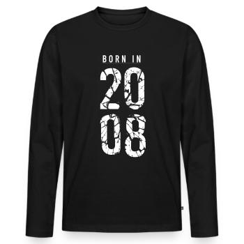 Born In 2008 Geburtsjahr 2008 Geburtstag Geschenk - Männer Premium Bio Langarmshirt - Schwarz - Vorne - Nico (187cm)