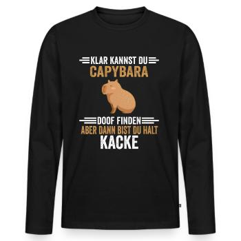 Capybara Zootier - Männer Premium Bio Langarmshirt - Schwarz - Vorne - Nico (187cm)
