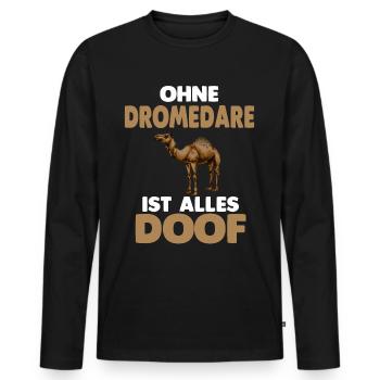 Dromedar - Männer Premium Bio Langarmshirt - Schwarz - Vorne - Nico (187cm)