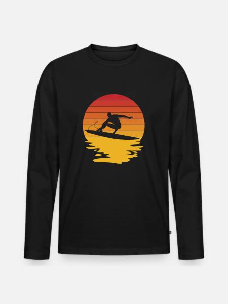Surfing Surfboard Surfer Surfboard Surfing - Men's Premium Organic Long Sleeve Shirt - black