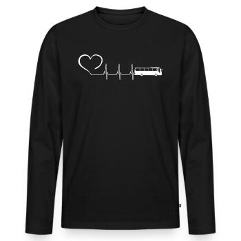 BUS EKG HEARTBEAT - Männer Premium Bio Langarmshirt - Schwarz - Vorne - Nico (187cm)