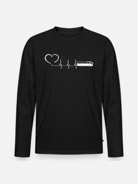 BUS ECG HEARTBEAT - Men's Premium Organic Long Sleeve Shirt - black