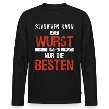 Metzger Fleischer Hobby Wursten Arbeit Beruf - Männer Premium Bio Langarmshirt - Schwarz - Vorne - Nico (187cm)