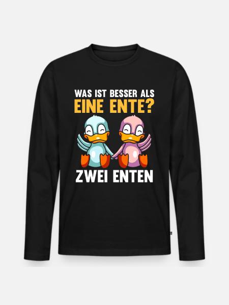 Ente Enten - Männer Premium Bio Langarmshirt - Schwarz