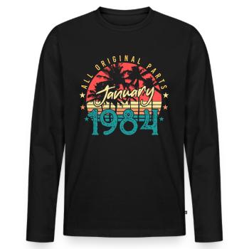 January 1984 Vintage gift idea - Men's Premium Organic Long Sleeve Shirt - black - Front - Nico (187cm)