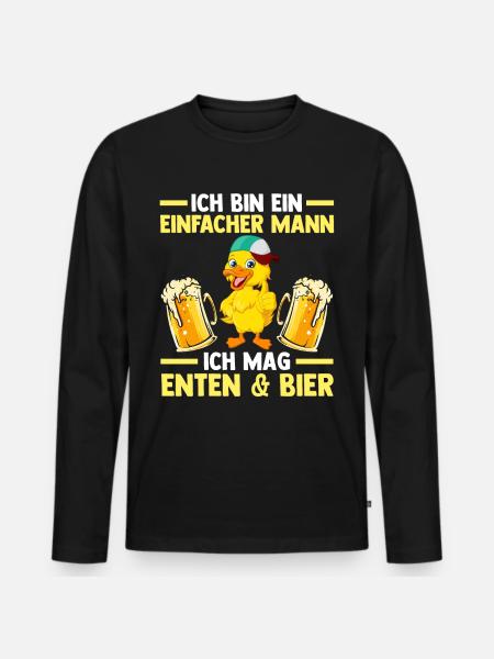 Ente Bier Enten - Männer Premium Bio Langarmshirt - Schwarz