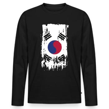 Corée du Sud Corée du Sud Corée du Sud - T-shirt manches longues Premium bio Homme - noir - Devant - Nico (187cm)