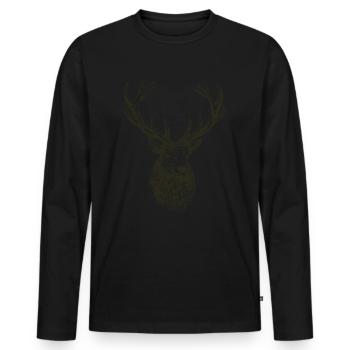 Hunter's clothing deer for hunters - Men's Premium Organic Long Sleeve Shirt - black - Front - Nico (187cm)