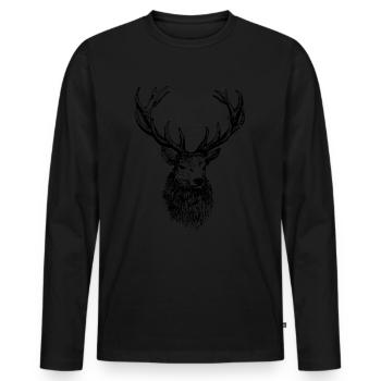 Jäger Shirt Herren Jagd Hirsch - Männer Premium Bio Langarmshirt - Schwarz - Vorne - Nico (187cm)