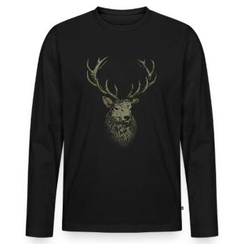 Hunter Shirt Men's Hunting Deer - Men's Premium Organic Long Sleeve Shirt - black - Front - Nico (187cm)