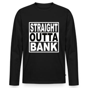 Banque Straigt Outta - T-shirt manches longues Premium bio Homme - noir - Devant - Nico (187cm)