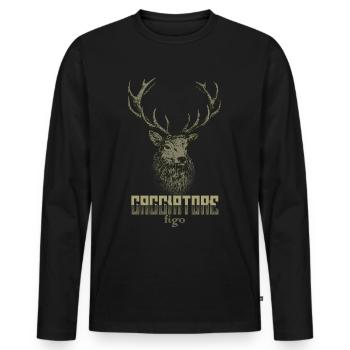 cacciatore figo caccia con cervo - Men's Premium Organic Long Sleeve Shirt - black - Front - Nico (187cm)