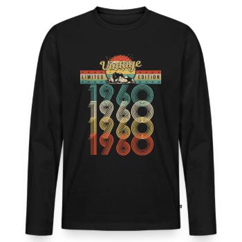 Anniversaire Né 1960 Millésime Année de naissance 1960 - T-shirt manches longues Premium bio Homme - noir - Devant - Nico (187cm)