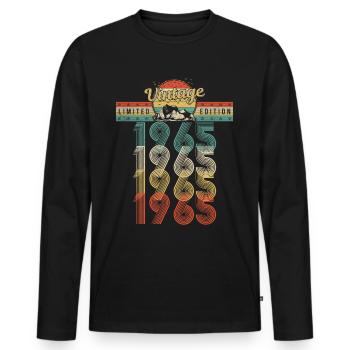 Birthday Born 1965 Vintage Year of birth 1965 - Men's Premium Organic Long Sleeve Shirt - black - Front - Nico (187cm)