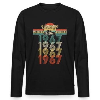 Geburtstag Jahrgang 1967 Vintage Geburtsjahr 1967 - Männer Premium Bio Langarmshirt - Schwarz - Vorne - Nico (187cm)