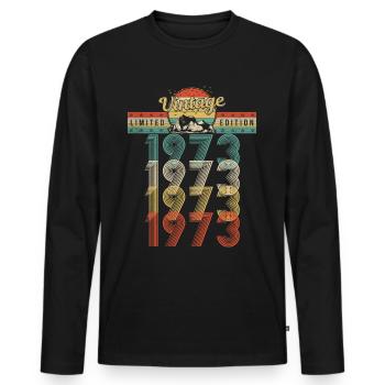 Anniversaire Né 1973 Millésime Année de naissance 1973 - T-shirt manches longues Premium bio Homme - noir - Devant - Nico (187cm)