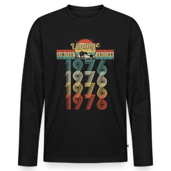 Geburtstag Jahrgang 1976 Vintage Geburtsjahr 1976 - Männer Premium Bio Langarmshirt - Schwarz - Vorne - Nico (187cm)