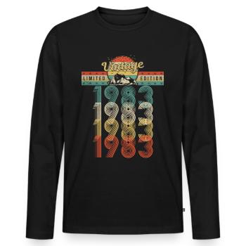 Geburtstag Jahrgang 1983 Vintage Geburtsjahr 1983 - Männer Premium Bio Langarmshirt - Schwarz - Vorne - Nico (187cm)