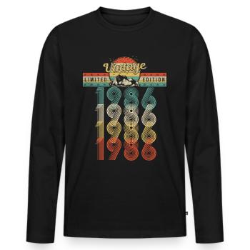Anniversaire Né 1986 Millésime Année de naissance 1986 - T-shirt manches longues Premium bio Homme - noir - Devant - Nico (187cm)