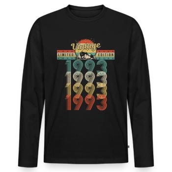 Anniversaire Né 1993 Millésime Année de naissance 1993 - T-shirt manches longues Premium bio Homme - noir - Devant - Nico (187cm)