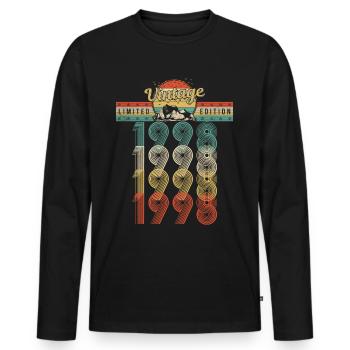 Anniversaire Né 1998 Millésime Année de naissance 1998 - T-shirt manches longues Premium bio Homme - noir - Devant - Nico (187cm)