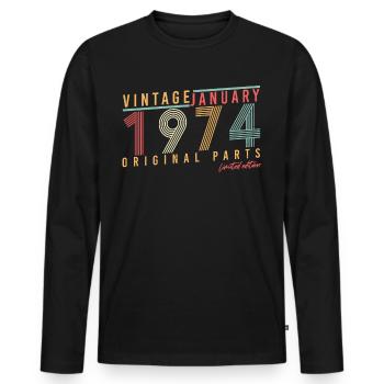 Millésime Janvier 1974 Original - T-shirt manches longues Premium bio Homme - noir - Devant - Nico (187cm)