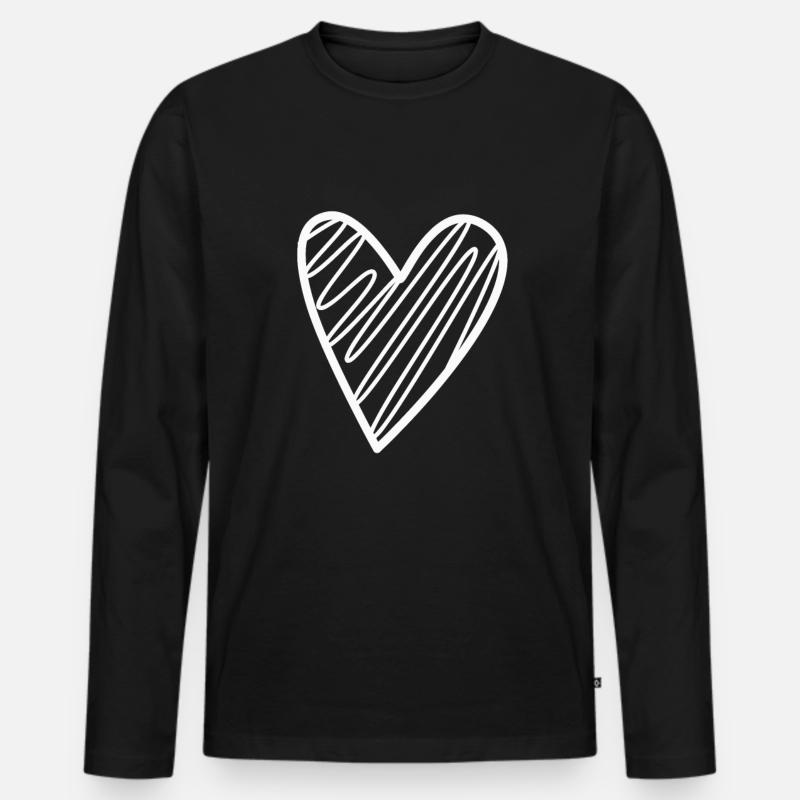 Weisses Herz Geschenkidee - Männer Premium Bio Langarmshirt - Schwarz
