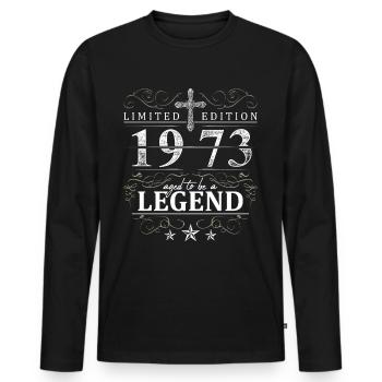 Kreuz Vintage Geburtstag Geburtsjahr 1973 Geschenk - Männer Premium Bio Langarmshirt - Schwarz - Vorne - Nico (187cm)